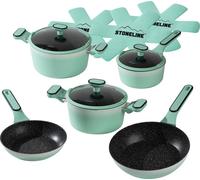 STONELINE® batterie de cuisine 11 pièces 18/20/24 Mint | avec couvercles
