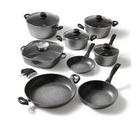 STONELINE® Batterie de cuisine, 13 pcs, avec couvercles en verre