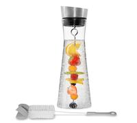 STONELINE Carafe Eau en Verre Borosilicate avec Couvercle 1 L, Transparent Résistant à la Chaleur, Cruche Pichet avec Brochette Fruits Brosse pour Boissons Chaudes Froides Thé Vin Café Jus de Fruits
