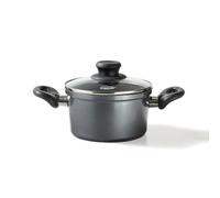 STONELINE Casserole 18 cm, 1,8 L, avec Couvercle en Verre, Compatible à l'Induction et au Four, Revêtement Antiadhésif avec de vraies particules de pierre, Gris