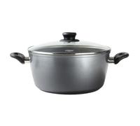 STONELINE Casserole XXXL 32 cm, avec Couvercle en Verre, Compatible à l'Induction et au Four, Revêtement Antiadhésif avec de vraies particules de pierre, Gris