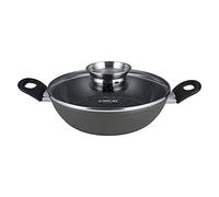 STONELINE Ceramic Poêle à Servir 24 cm Bord Haut Poêle Céramique Induction Antiadhésif avec Couvercle, Revêtement Céramique avec de Vraies Particules de Pierre, Sans PFAS, Tous Feux et Four