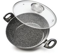 STONELINE Ceramic Poêle à Servir 28 cm Bord Haut Poêle Céramique Induction Antiadhésif avec Couvercle, Revêtement Céramique avec de Vraies Particules de Pierre, Sans PFAS, Tous Feux et Four