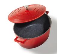 STONELINE® Cocotte Gourmet 32 x 25 cm, avec couvercle en fonte d’aluminium, rouge cerise