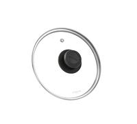 STONELINE Couvercle en Verre 20 cm, Bord en Acier Inoxydable, Convient à toutes les Poêles et Casseroles de la Taille Correspondante, Pommeau Noir