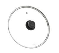 STONELINE Couvercle en Verre 28 cm, Bord en Acier Inoxydable, Convient à toutes les Poêles et Casseroles de la Taille Correspondante, Pommeau Noir