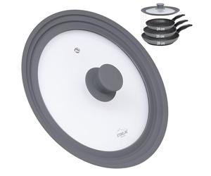 STONELINE Couvercle Universel/Multifonctionnel pour Casseroles, Poêles et Sauteuses 24/26/28 cm, 3 Tailles, avec bord en Silicone, couvercle gain de place