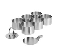 STONELINE Ensemble de 6 Cercles à Pâtisserie, Anneaux à Dessert Ronds de 8 cm et H 5 cm, avec Poinçon et Spatule, en Acier Inoxydable, Emporte pièce patisserie, Idéal pour desserts et accompagnements