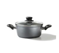 STONELINE Casserole 24 cm, avec Couvercle en Verre, Compatible à l'Induction et au Four, Revêtement Antiadhésif avec de vraies particules de pierre, Die-Cast-Aluminium, Gris