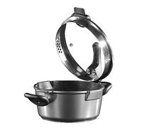 STONELINE FUTURE Casserole 28 cm, 6,9 L, avec couvercle en verre et passoire, adapté à l'induction, fonte d'aluminium, revêtement anti-adhésif avec des particules de pierre véritable