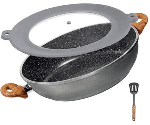 STONELINE® Germany Poêle à servir 28 cm | avec couvercle - aspect bois