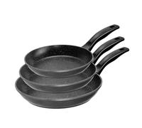 STONELINE® Lot de 3 Poêles 20/24/28 cm - Revêtement Antiadhésif avec de vraies particules de pierre - adaptées à l'Induction