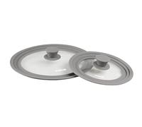 STONELINE® Lot de couvercles en verre universels, 2 pcs, avec rebord en silicone, pour 16/18/20 cm et 24/26/28 cm