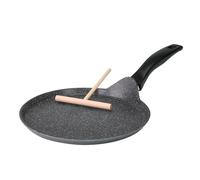 STONELINE Poêle à Crêpe 25 cm, avec Répartisseur de Pâte, adaptée à l'Induction, Poêle en Aluminium Die-Cast, Revêtement Antiadhésif avec de vraies particules de pierre, gris