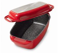 STONELINE Cocotte rectangulaire 40 x 22 cm – avec couvercle – Rouge