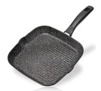 STONELINE Poêle Grill 28x28 cm, avec 2 Becs verseurs, Cuisson sans Huile ni Graisse, adaptée à l'Induction, Revêtement Antiadhésif avec de vraies particules de pierre