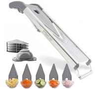 STONELINE Râpe en V, Mandoline à Légumes, polyvalente, pour pour Frites, Coupe-Légumes, avec 5 embouts, Set de 9 Pièces, en Acier Inoxydable