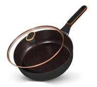 STONELINE Sauteuse 28 cm, poêle en aluminium die-cast haute, Revêtement Antiadhésif avec de vraies particules de pierre, adaptée à l'Induction et au Four, Couleur Or