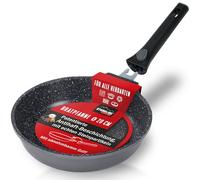 STONELINE SMART Poêle à frire 20 cm, petite poêle en fonte d'aluminium, avec poignée amovible, poêle induction, Tous feux, antiadhésif avec vraies particules de pierre, Gris
