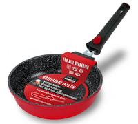 STONELINE SMART Poêle à frire 20 cm, petite poêle en fonte d'aluminium, avec poignée amovible, poêle induction, Tous feux, antiadhésif avec vraies particules de pierre, Rouge