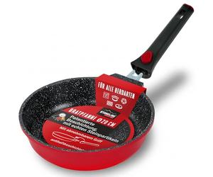 STONELINE SMART Poêle à frire 20 cm, petite poêle en fonte d'aluminium, avec poignée amovible, poêle induction, Tous feux, antiadhésif avec vraies particules de pierre, Rouge