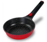 STONELINE SMART Poêle à frire 20 cm, petite poêle en fonte d'aluminium, avec poignée amovible, poêle induction, Tous feux, antiadhésif avec vraies particules de pierre, Rouge
