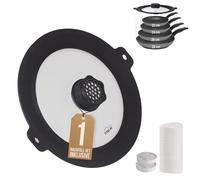 STONELINE Smell Well Couvercle Universel pour Casseroles, Poêles et Sauteuses 22/24/26/28 cm, avec bord en Silicone, avec Filtre Anti-Odeurs et Fonction Aroma, Cartouche de rechange inclus