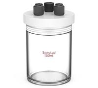 stonylab Cellule Électrolytique Monocompartiment, Verre Borosilicate, Kit Réacteur Électrolyseur avec Couvercle PTFE à 5 Trous, sans Électrode, 100 ml