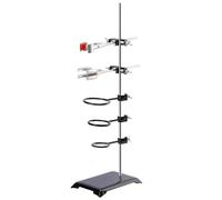 stonylab Set de Support de Laboratoire, Support en Acier de Laboratoire avec Tige (60 cm Longueur), Pince pour Burette à 4 Branches, Anneau de Support, Pince pour Ballon et Tête