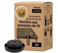 STOPPIC - Piège Punaise de Lit (Lot de 4) | Barrière Mécanique pour Pieds de Lit - Anti Insectes Rampants sans Produit Chimique - Fabrication Française