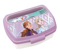 STOR Boîte à sandwich en plastique Disney La Reine des Neiges pour enfants avec couverts, sans BPA, lavable et réutilisable avec
