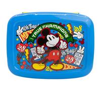 STOR Boîte à sandwich Mickey Mouse pour enfant 1705 ml - Boîte à sandwich avec 4 compartiments sur 2 niveaux - Plastique robuste sans BPA - Parfaite pour l'école et les excursions