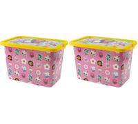 Stor Boîte de Rangement Enfant Gabby Et La Maison Magique avec Fermeture Click 7 Litres - Organisateur Plastique Multiusage pour Jouets et Chambre Enfants (Lot de 2)