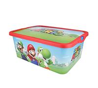 STOR Boîte de Rangement Enfant Super Mario Bros avec Couvercle Click 13 litres - Organisateur Jouets Plastique Résistant pour Chambre