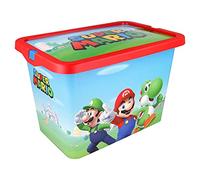 STOR Boîte de Rangement Enfant Super Mario Bros avec Fermeture Click 7 litres - Organisateur Plastique Multiusage pour Jouets et Chambre Enfants