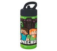STOR Gourde sport Minecraft – 410 ml – Paille & poignée, réutilisable sans BPA