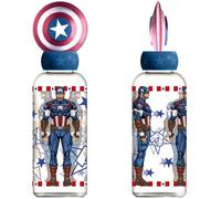 STOR Bouteille d'eau Marvel Captain America 560 ml pour enfants, couvercle décoré, personnages 3D