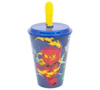 Stor Gobelet avec paille Easy LEGO Ninjago 430 ml - Gobelet enfant avec couvercle, idée cadeau, compatible micro-ondes et lave-vaisselle