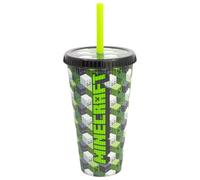 STOR Gobelet Cafe a Emporter avec Couvercle et Paille Minecraft 790ml - Polypropylene Reutilisable - Grand Tumbler Voyage