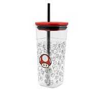 Stor Gobelet Cube Alto en plastique avec paille en acier inoxydable Super Mario 540 ml