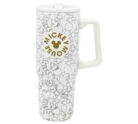 STOR Gobelet en Acier Inoxydable Mickey Mouse 920ml avec Anse, Couvercle et Bec Anti-Fuite Réutilisable