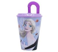 Stor Gobelet Enfant avec Couvercle et Paille La Reine Des Neiges 430ml - Verre Plastique Résistant pour Enfants - Anti-Fuite