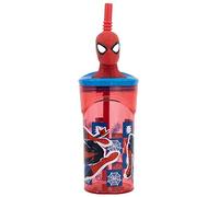 Stor Gobelet original Marvel Spiderman 3D pour enfants 360 ML avec paille et bouchon 3D dévissable en forme de tête d'homme