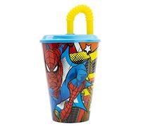 Stor Gobelet pour enfants avec paille Marvel Spiderman 430ML, en plastique sans BPA, lavable et réutilisable