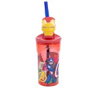 Stor Gobelet réutilisable avec Paille et Couvercle avec Figurine 3D et capacité de 360 ML Iron Man Avengers