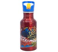 STOR Gourde en Aluminium Spider-Man 545ml pour Enfants avec Paille Anti-fuite et Poignée de Transport Sans BPA
