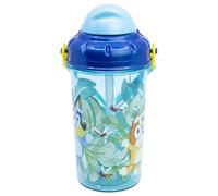STOR Gourde Enfant avec Paille Bluey 465ml - Bouteille Plastique Sans BPA avec Couvercle et Sangle pour École et Sport