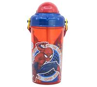 Stor Gourde Enfant avec Paille Spider-Man 465ml - Bouteille Plastique Sans BPA avec Couvercle et Sangle pour École et Sport