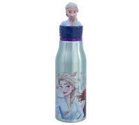 Stor Gourde Enfant en Aluminium La Reine Des Neiges 690ml avec Figurine 3D sur le Bouchon, Parfaite pour Ecole et Sport