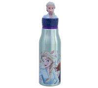 STOR Gourde Enfant en Aluminium La Reine Des Neiges 690ml avec Figurine 3D sur le Bouchon, Sans BPA, Parfaite pour Ecole et Sport